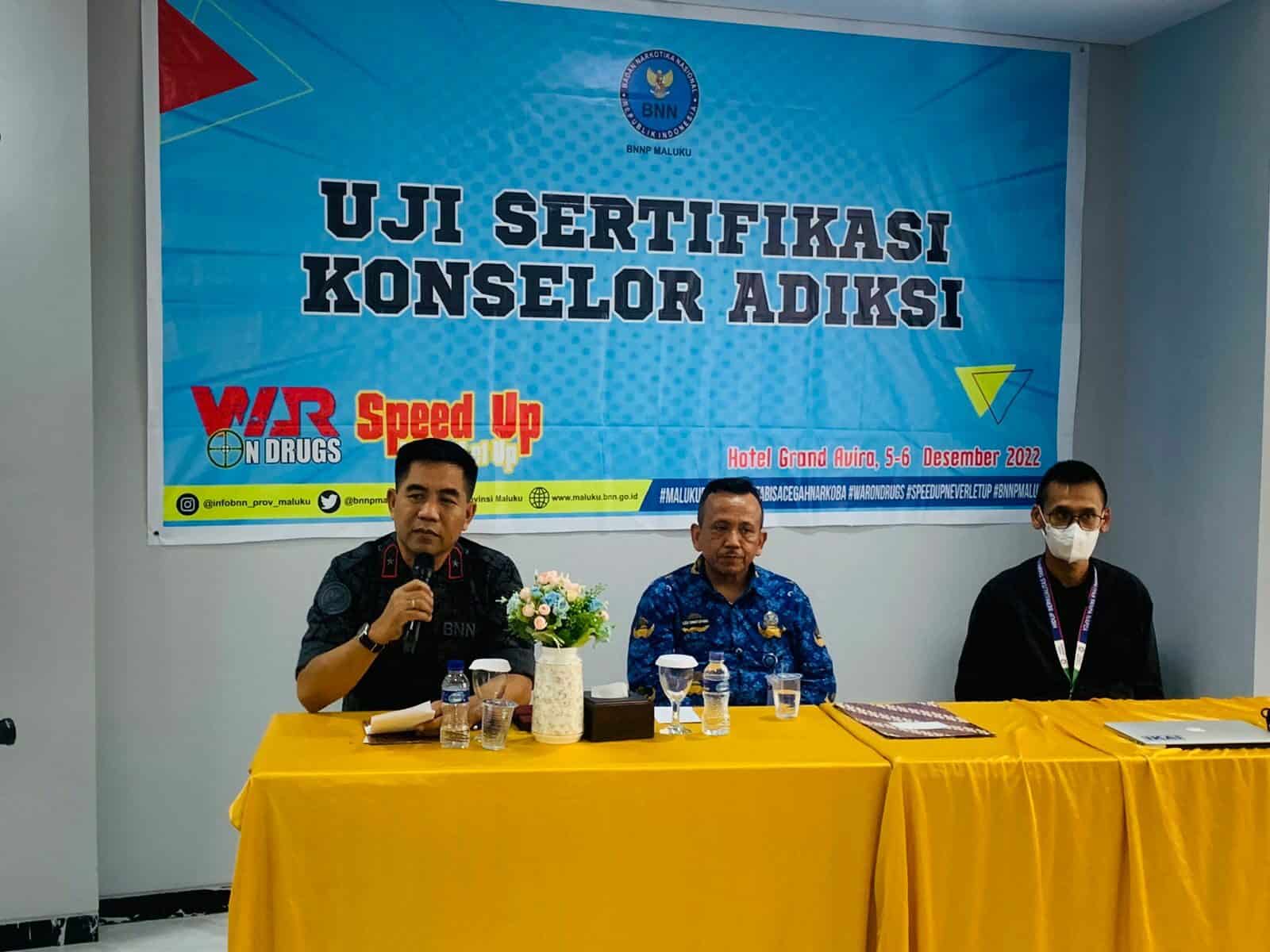 KEPALA BNNP MALUKU BUKA KEGIATAN UJI SERTIFIKASI KOMPETENSI KONSELOR ADIKSI