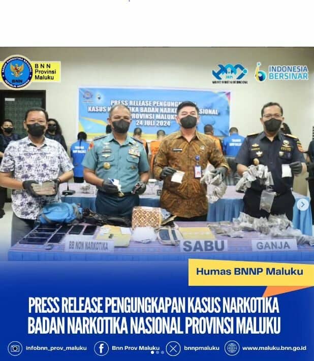 PRESS RELEASE PENGUNGKAPAN JARINGAN PEREDARAN GELAP NARKOTIKA DI WILAYAH PROVINSI MALUKU PRESS RELEASE PENGUNGKAPAN JARINGAN PEREDARAN GELAP NARKOTIKA DI WILAYAH PROVINSI MALUKU