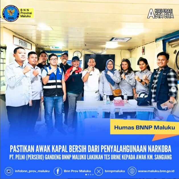 PASTIKAN AWAK KAPAL BERSIH DARI PENYALAHGUNAAN NARKOBA, PT. PELNI (PERSERO) GANDENG BNNP MALUKU LAKUKAN TES URINE KEPADA AWAK KM. SANGIANG. PASTIKAN AWAK KAPAL BERSIH DARI PENYALAHGUNAAN NARKOBA, PT. PELNI (PERSERO) GANDENG BNNP MALUKU LAKUKAN TES URINE KEPADA AWAK KM. SANGIANG.